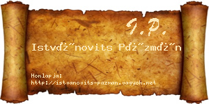 Istvánovits Pázmán névjegykártya